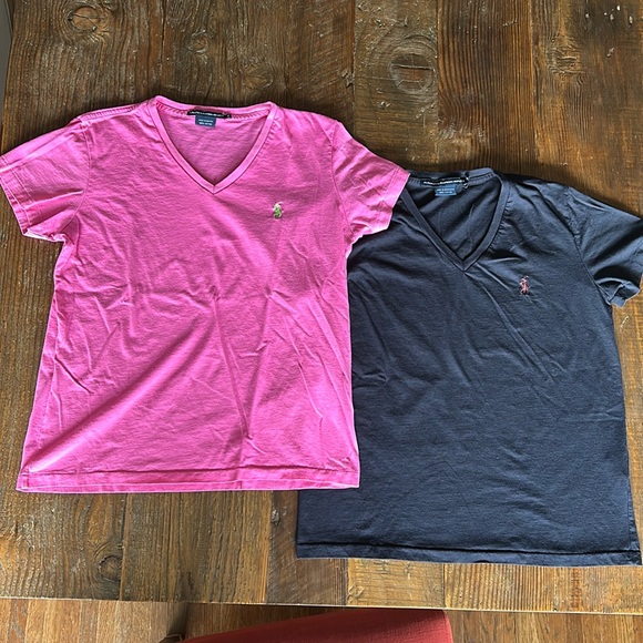 Lot of 2 Ralph Lauren Sport Pink & Navy V-Neck Shirts Women’s Medium. Like new - Picture 1 of 6